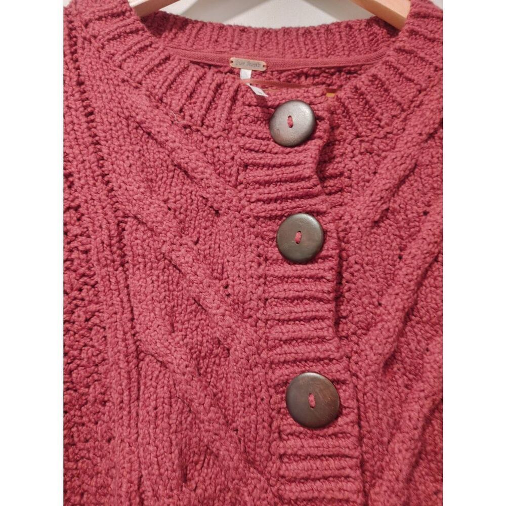 Free People Bonfire Cardigan in Wine Red size medium - Picture 6 of 10